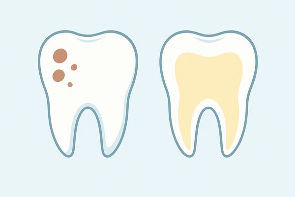 BLANXホワイトショックで白くなりやすい“表面の着色”と、白くなりにくい“内部変色”の違いを示したイラスト
