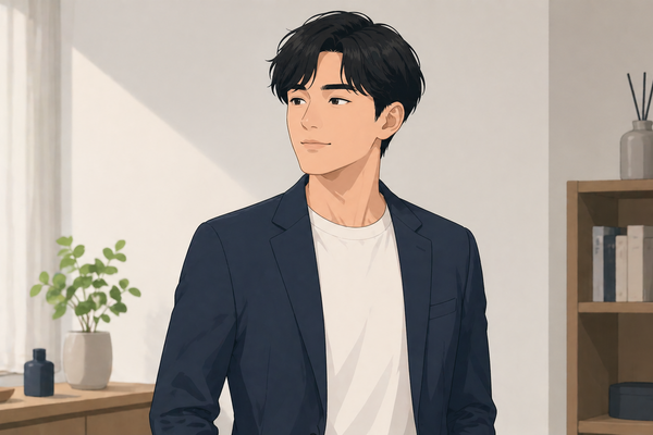 清潔感のある身だしなみで落ち着いた印象の男性のイラスト