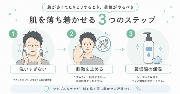 肌荒れで赤みやヒリヒリが出たときの基本対処（洗いすぎない・刺激を止める・最低限の保湿）