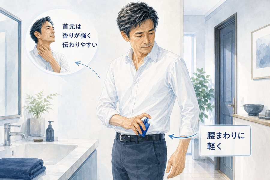 50代男性が香水を腰まわりに軽くつける使い方