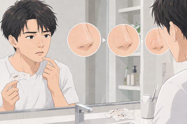 毛穴パックを続けた結果、黒ずみや毛穴の開きが悪化している男性のイメージ