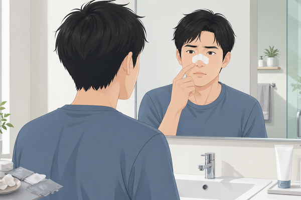 毛穴パックをやめて洗顔に切り替えるか悩む男性のイメージ